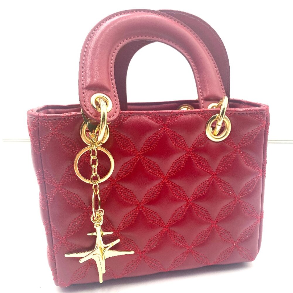 NWT MINI RED PADDED TOTE WITH PURSE CHARM